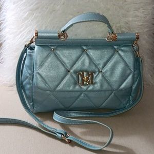 Badgley Mischka baby blue flap quilted bag
